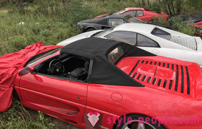 Aux États-Unis, nous avons trouvé un terrain avec des voitures abandonnées Ferrari