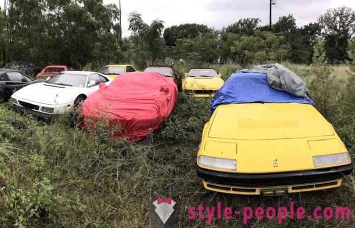 Aux États-Unis, nous avons trouvé un terrain avec des voitures abandonnées Ferrari