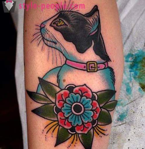 Le tatouage sur sa jambe le chat: une photo, une valeur